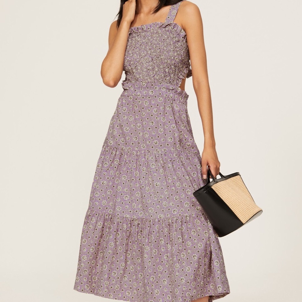 SEA NEW YORK Ida Apron Lilac Midi Dress SZ S